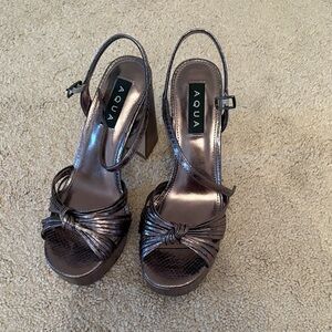 Aqua Women's Metallic Platform Heels